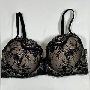 Victoria's Secret Black Floral Lace Bra Dream Angel